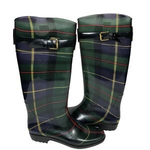 Lauren Ralph Lauren Plaid Rain Boots - Green and Black